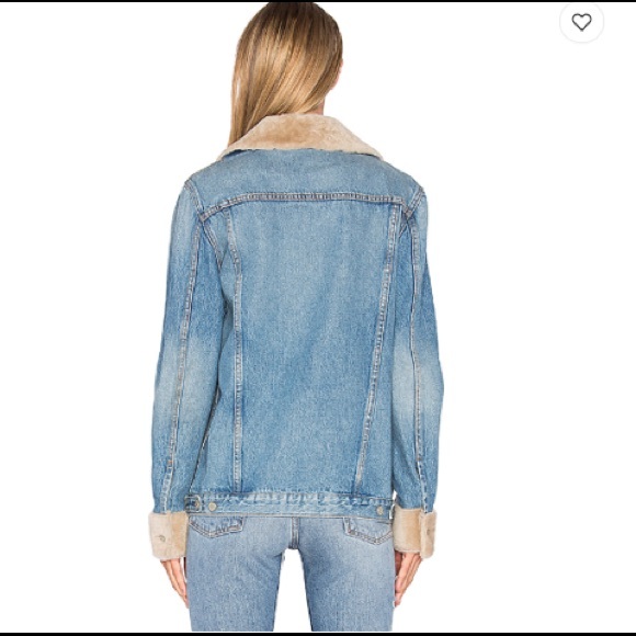 Daria Oversized Denim Trucker Jacket & fur trim - Picture 3 of 3